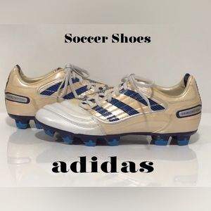adidas PREDATOR X Soccer (Football) Shoes, White/Night Sky/Cyan, 6.5 Men’s/Boys